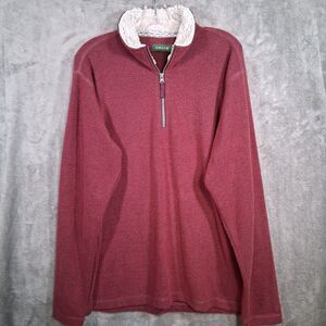 Orvis Sweater Mens Large Quarter Zip Pullover‎ Fleece Burgundy